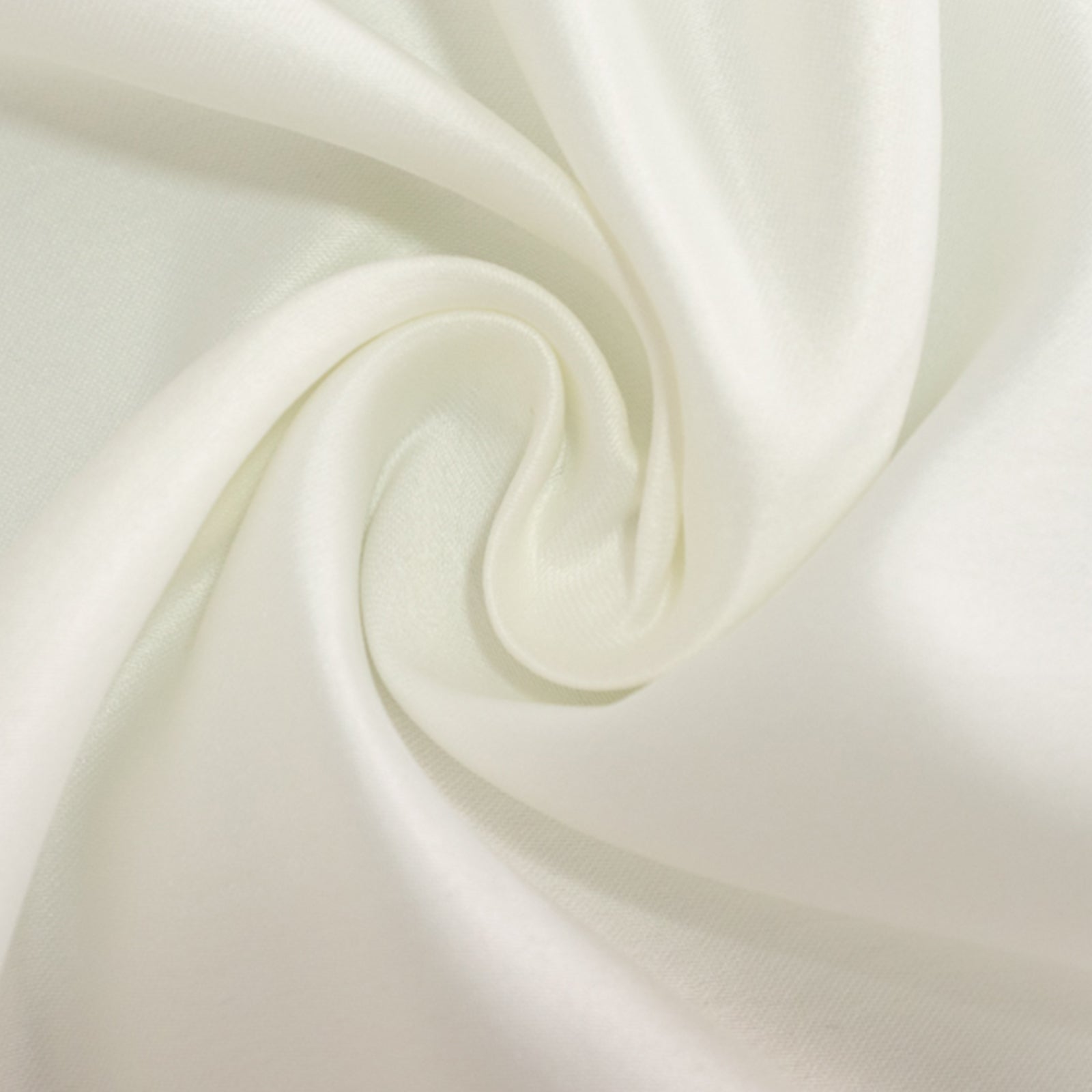 Ivory satin round tablecloth in elegant draping fabric.