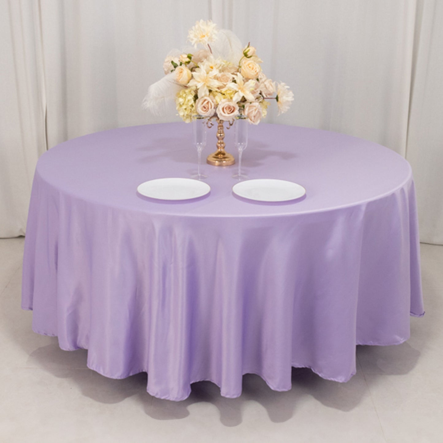 108" Lavender Lilac Lamour Satin Round Tablecloth