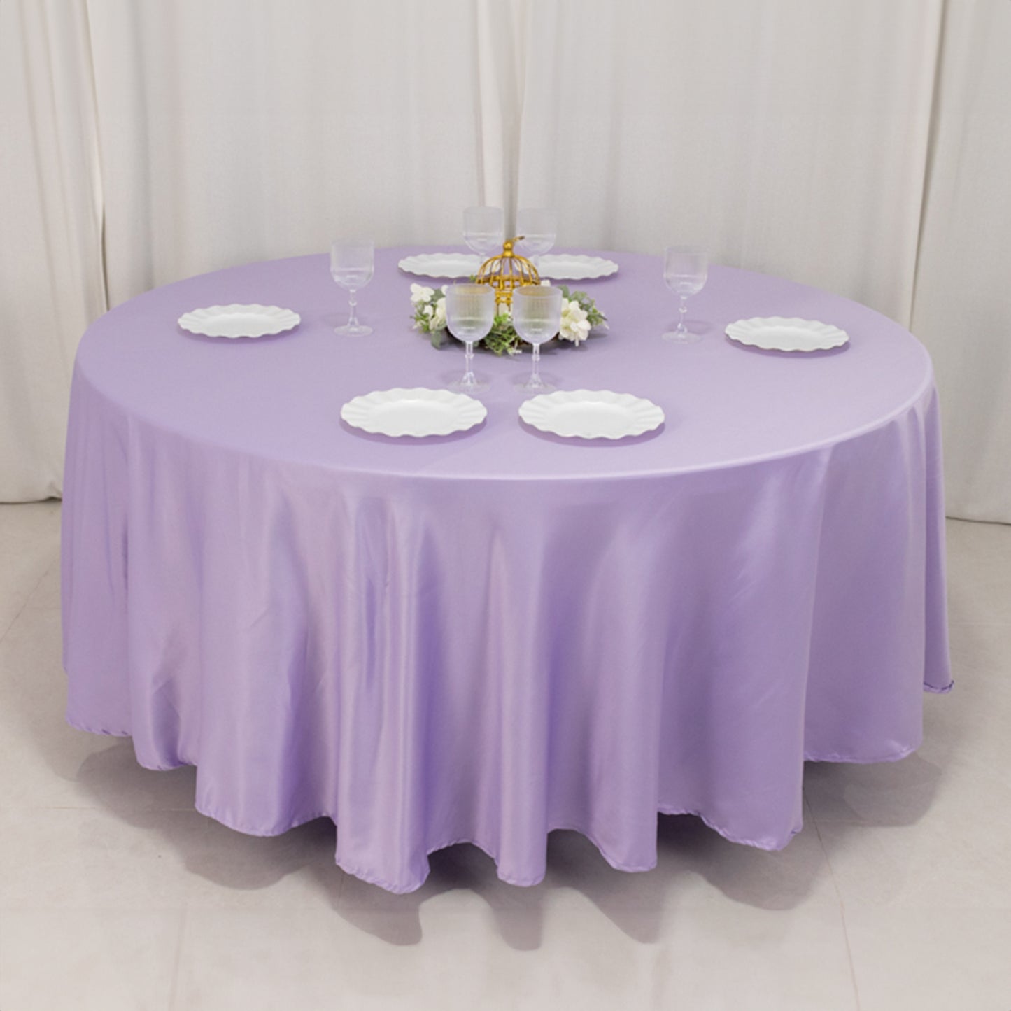 108" Lavender Lilac Lamour Satin Round Tablecloth