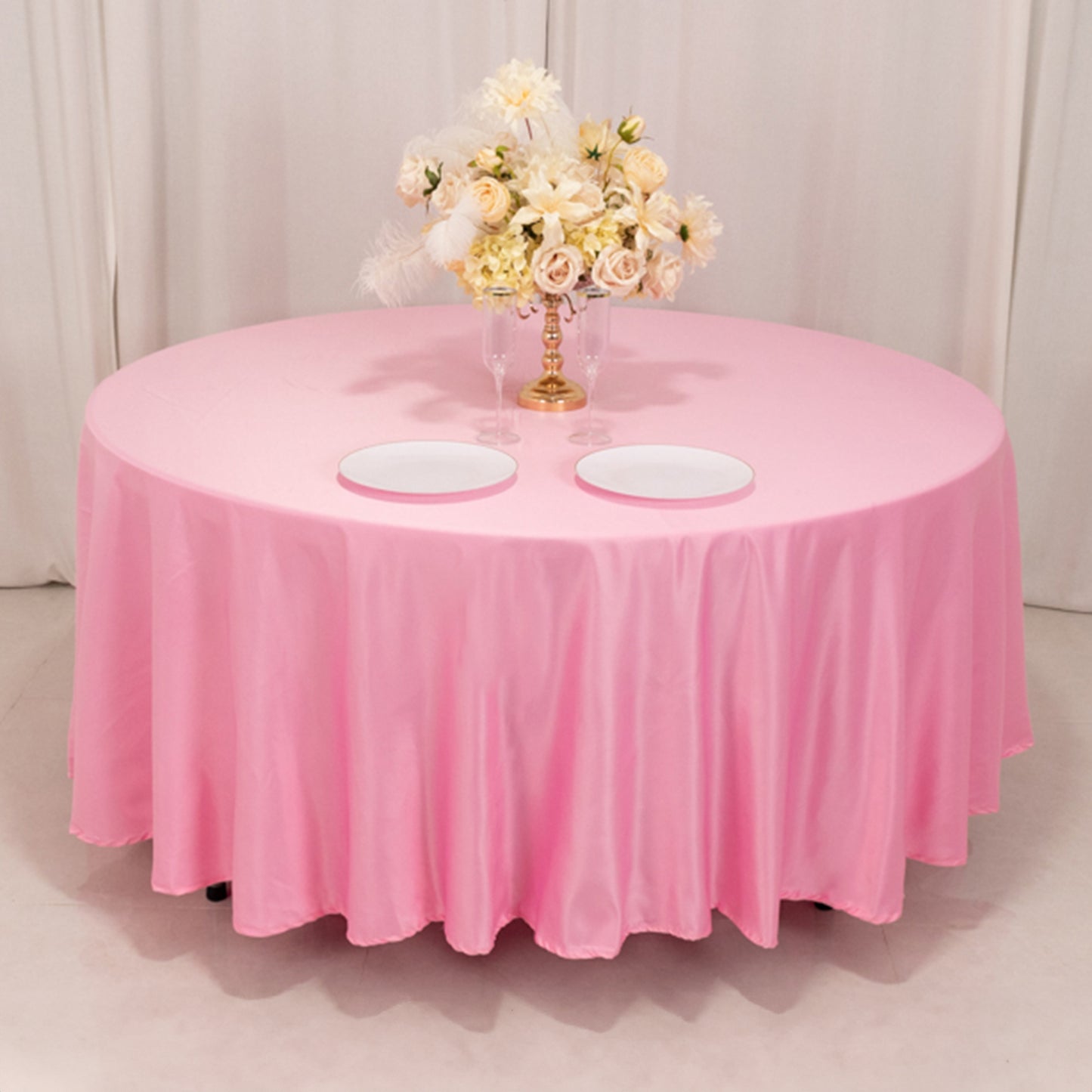 108" Pink Lamour Satin Round Tablecloth
