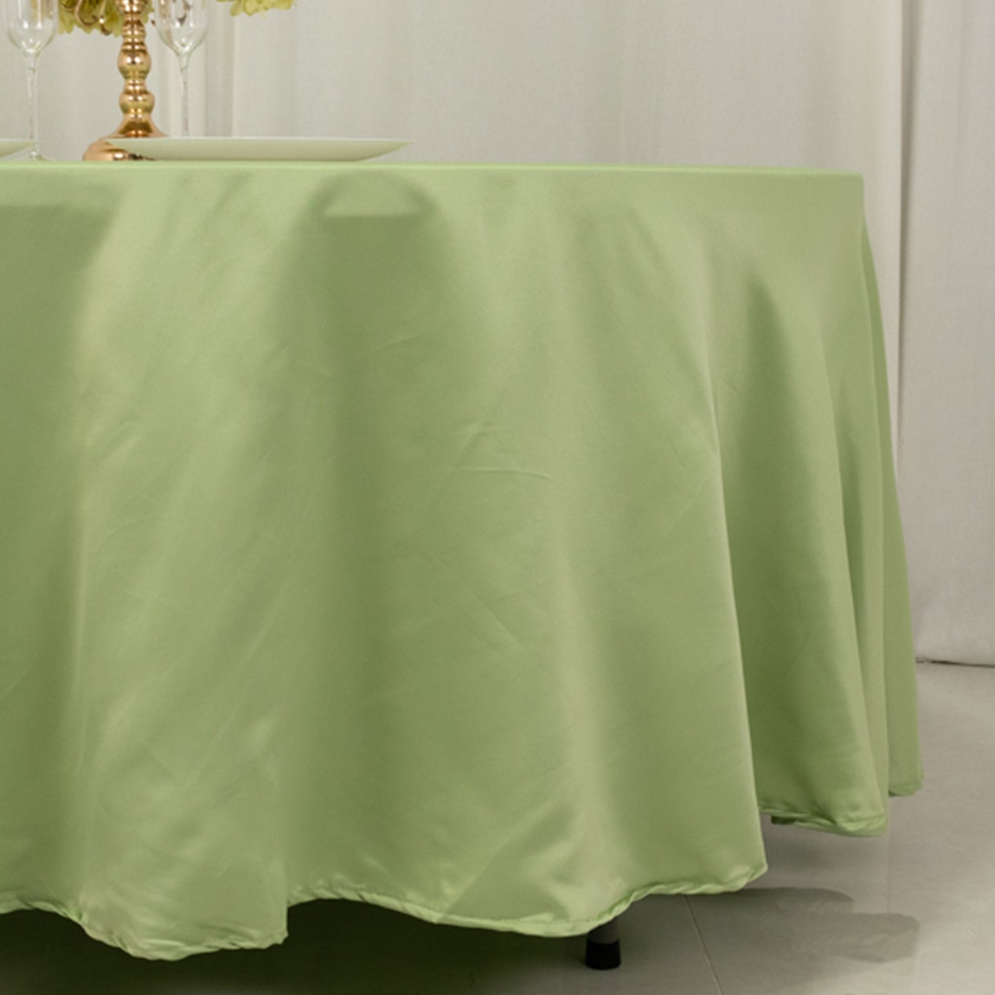 108" Sage Green Lamour Satin Round Tablecloth
