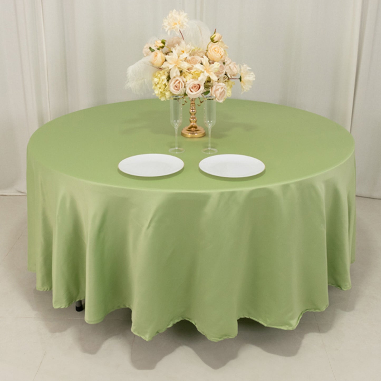108" Sage Green Lamour Satin Round Tablecloth