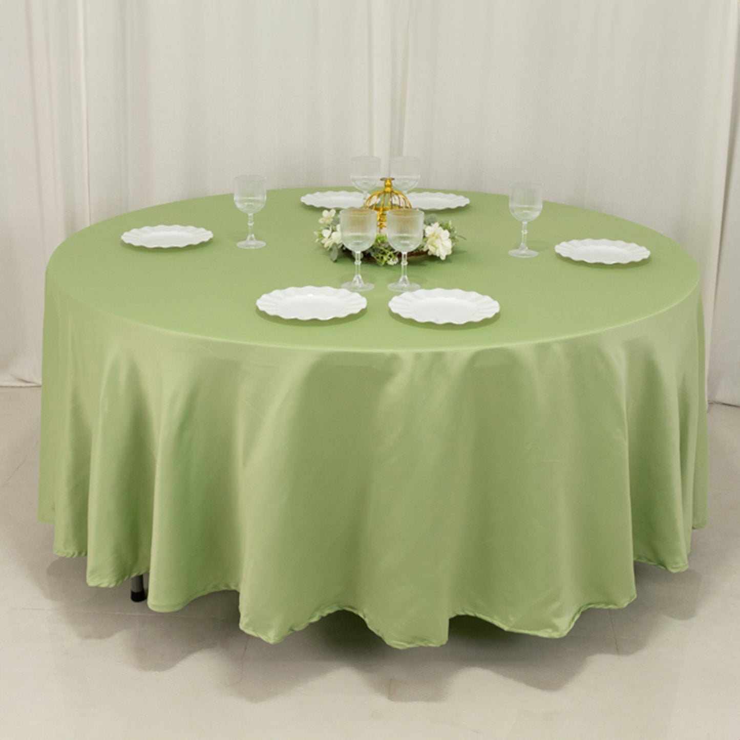 108" Sage Green Lamour Satin Round Tablecloth