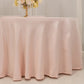 120" Blush Seamless Lamour Satin Round Tablecloth for 5 Foot Table With Floor-Length Drop