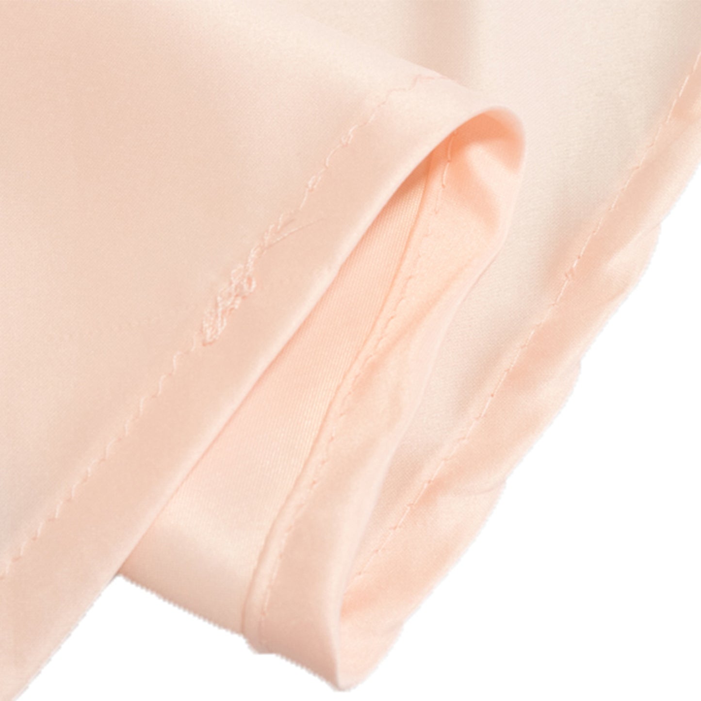 120" Blush Seamless Lamour Satin Round Tablecloth for 5 Foot Table With Floor-Length Drop