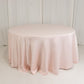 120" Blush Seamless Lamour Satin Round Tablecloth for 5 Foot Table With Floor-Length Drop