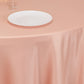 120" Dusty Rose Seamless Lamour Satin Round Tablecloth for 5 Foot Table With Floor-Length Drop