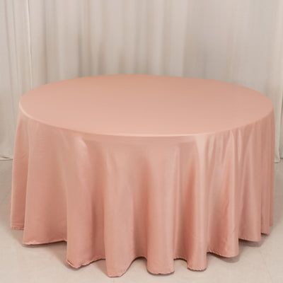 Stunning Dusty Rose Lamour Satin Round Tablecloth 120”