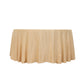 120" Beige Seamless Lamour Satin Round Tablecloth for 5 Foot Table With Floor-Length Drop