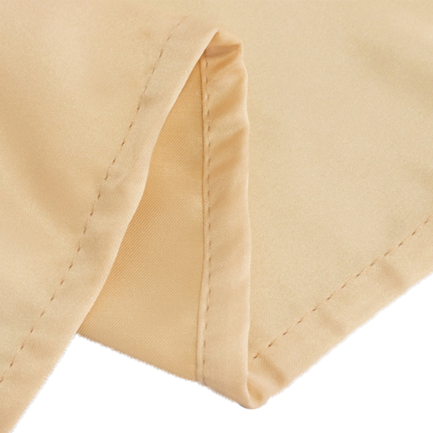 120" Beige Seamless Lamour Satin Round Tablecloth for 5 Foot Table With Floor-Length Drop