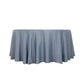 120" Dusty Blue Seamless Lamour Satin Round Tablecloth for 5 Foot Table With Floor-Length Drop