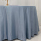 120" Dusty Blue Seamless Lamour Satin Round Tablecloth for 5 Foot Table With Floor-Length Drop