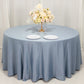 120" Dusty Blue Seamless Lamour Satin Round Tablecloth for 5 Foot Table With Floor-Length Drop