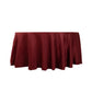 120" Burgundy Seamless Lamour Satin Round Tablecloth for 5 Foot Table With Floor-Length Drop