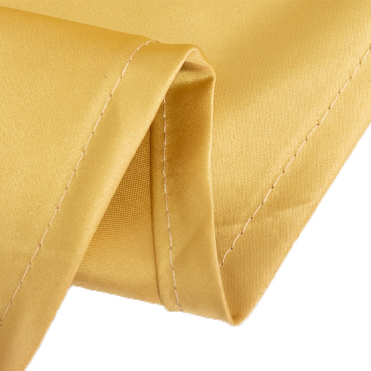 120" Champagne Seamless Lamour Satin Round Tablecloth for 5 Foot Table With Floor-Length Drop