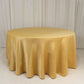 120" Champagne Seamless Lamour Satin Round Tablecloth for 5 Foot Table With Floor-Length Drop