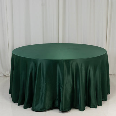 Stunning Hunter Emerald Green Lamour Satin Round Tablecloth 120”