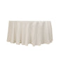 120" Ivory Seamless Lamour Satin Round Tablecloth for 5 Foot Table With Floor-Length Drop