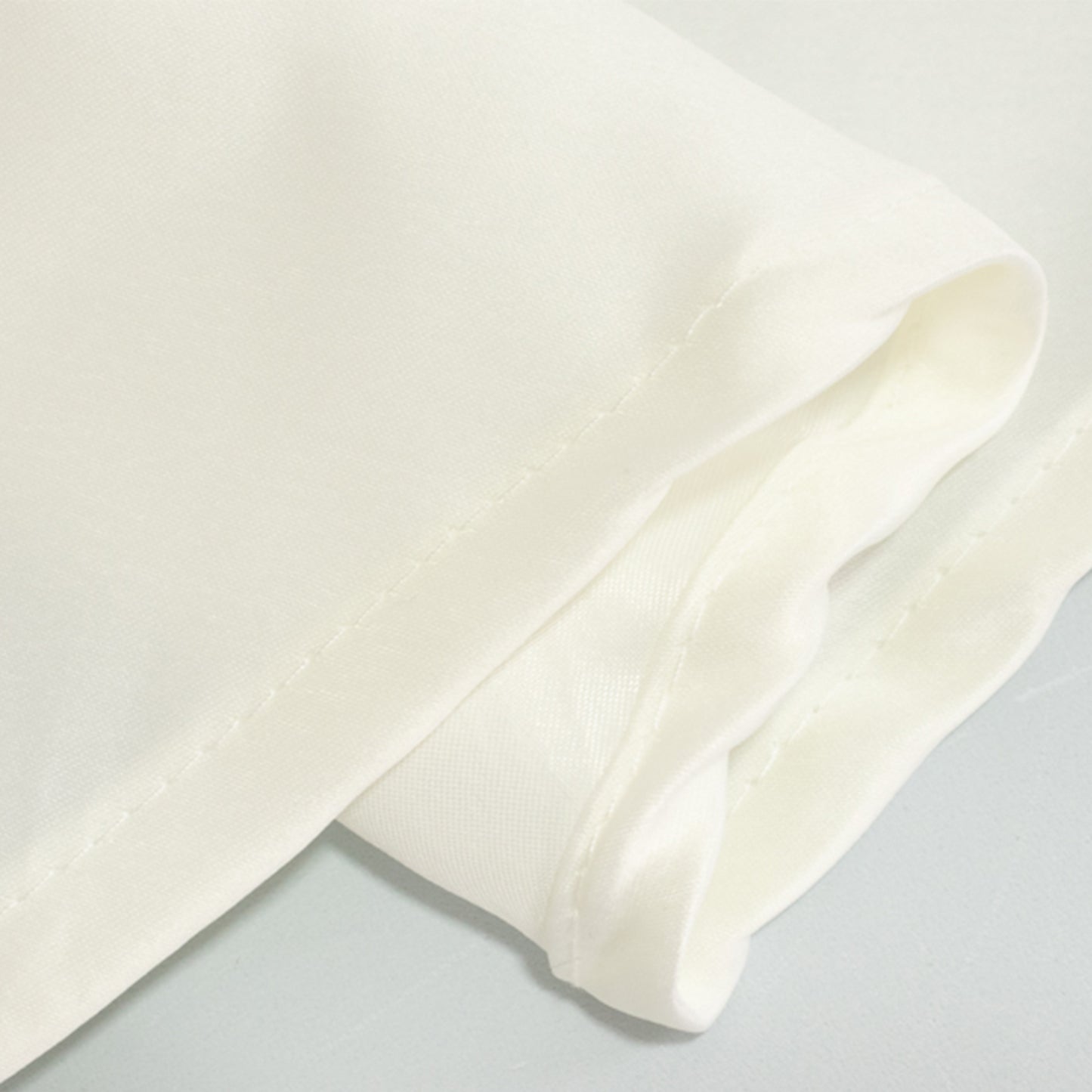 120" Ivory Seamless Lamour Satin Round Tablecloth for 5 Foot Table With Floor-Length Drop
