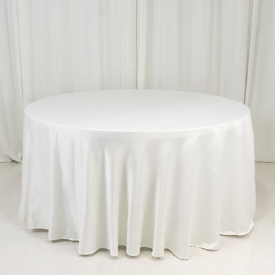 Stunning Ivory Lamour Satin Round Tablecloth 120”