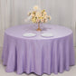 120" Lavender Lilac Seamless Lamour Satin Round Tablecloth for 5 Foot Table With Floor-Length Drop