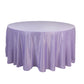 120" Lavender Lilac Seamless Lamour Satin Round Tablecloth for 5 Foot Table With Floor-Length Drop