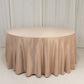 120" Nude Seamless Lamour Satin Round Tablecloth for 5 Foot Table With Floor-Length Drop
