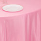 120" Pink Seamless Lamour Satin Round Tablecloth for 5 Foot Table With Floor-Length Drop