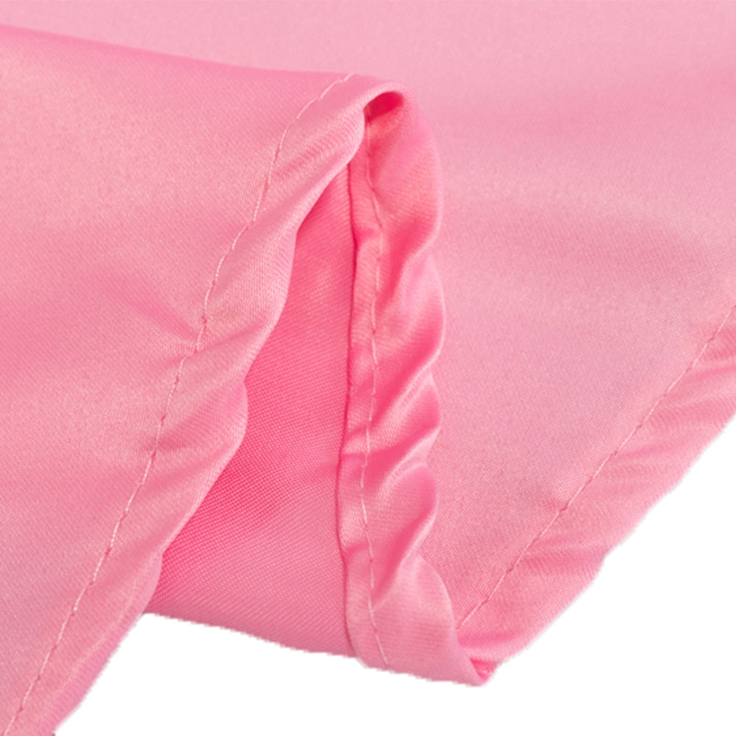 120" Pink Seamless Lamour Satin Round Tablecloth for 5 Foot Table With Floor-Length Drop