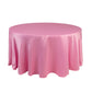 120" Pink Seamless Lamour Satin Round Tablecloth for 5 Foot Table With Floor-Length Drop