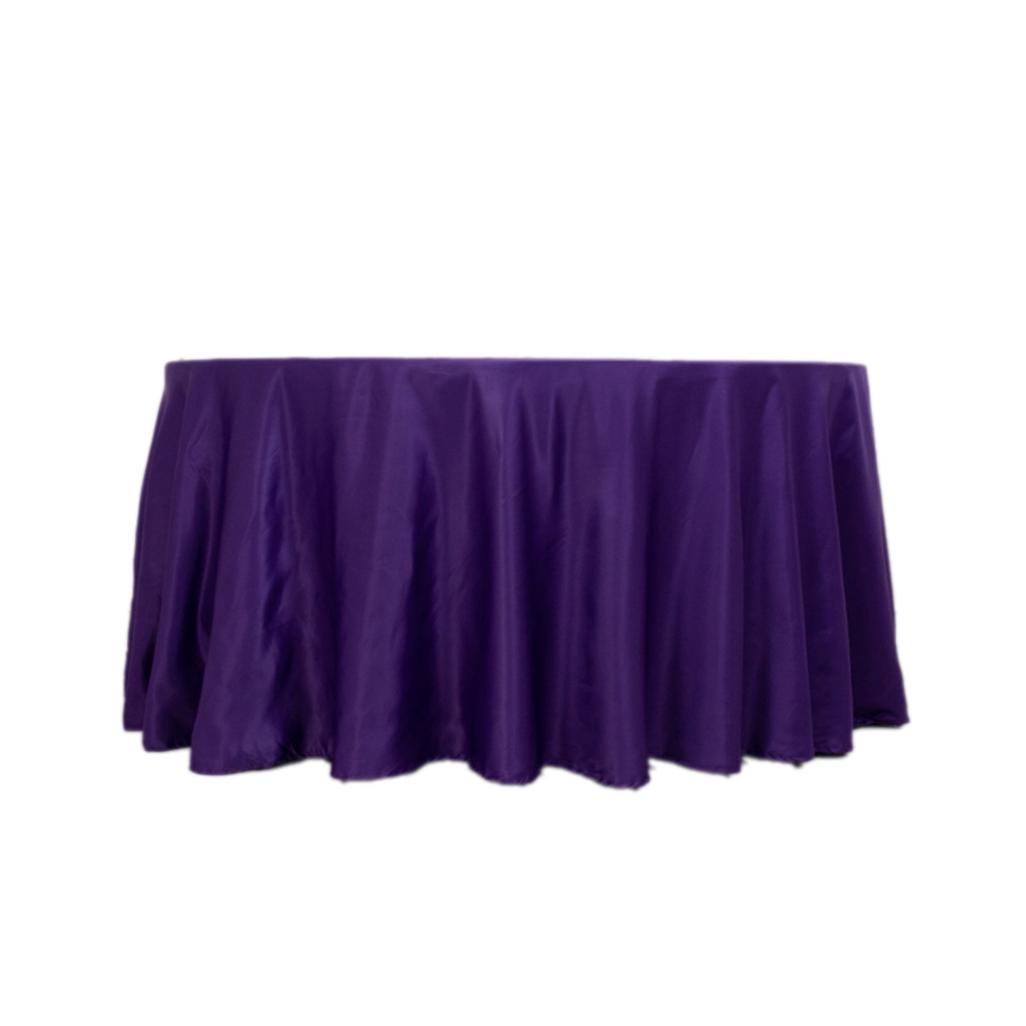 120" Purple Seamless Lamour Satin Round Tablecloth for 5 Foot Table With Floor-Length Drop