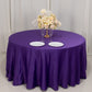 120" Purple Seamless Lamour Satin Round Tablecloth for 5 Foot Table With Floor-Length Drop