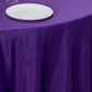 120" Purple Seamless Lamour Satin Round Tablecloth for 5 Foot Table With Floor-Length Drop