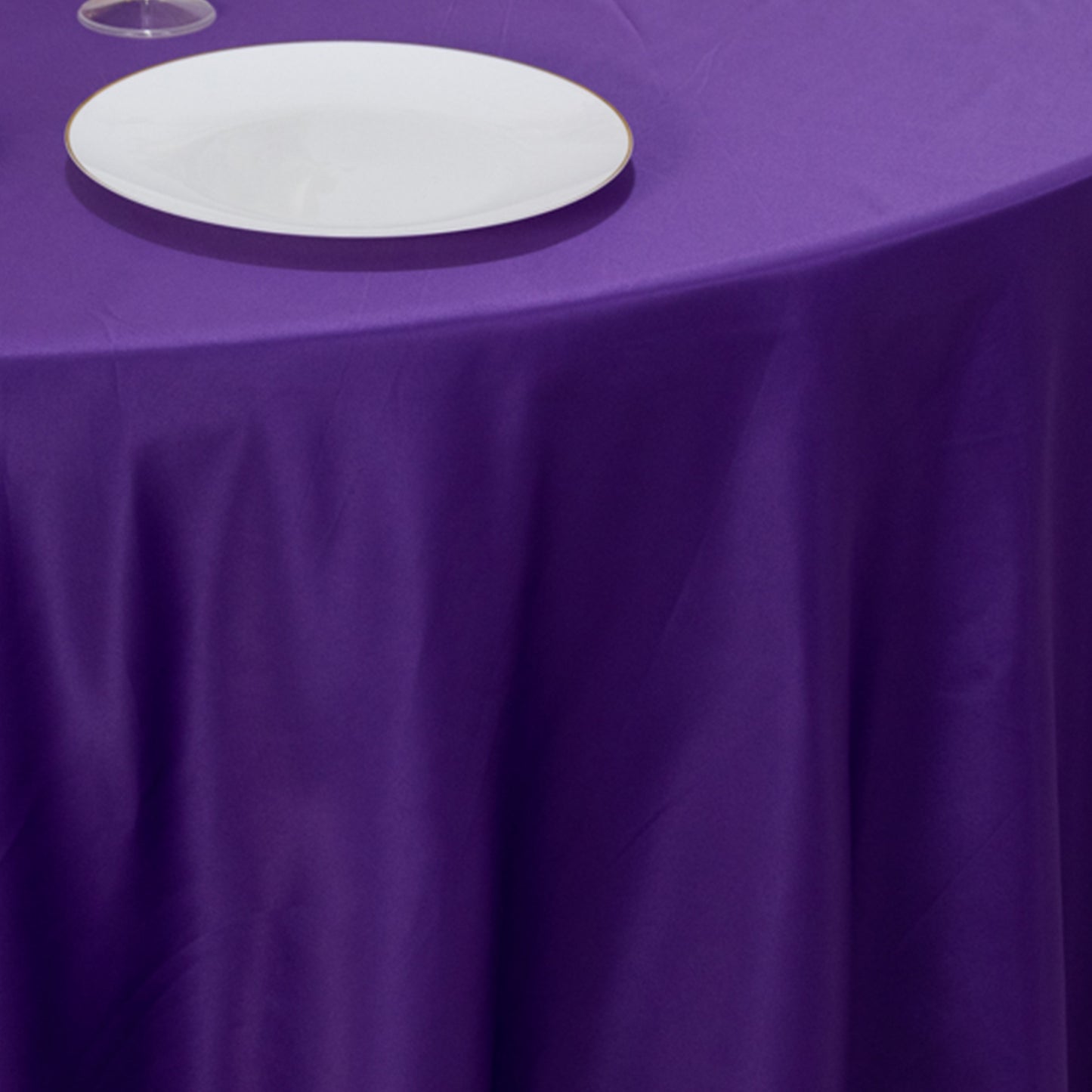 120" Purple Seamless Lamour Satin Round Tablecloth for 5 Foot Table With Floor-Length Drop