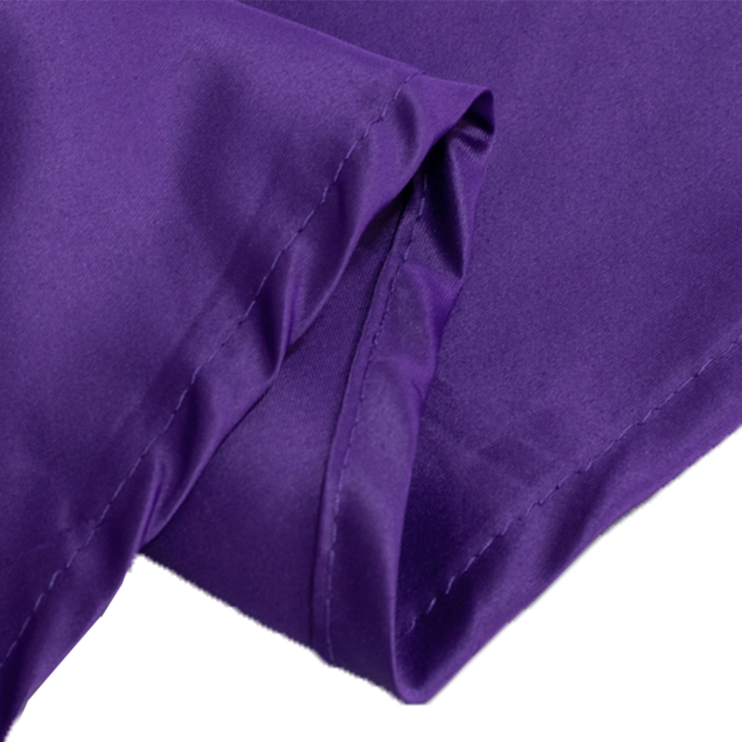 120" Purple Seamless Lamour Satin Round Tablecloth for 5 Foot Table With Floor-Length Drop
