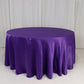 120" Purple Seamless Lamour Satin Round Tablecloth for 5 Foot Table With Floor-Length Drop