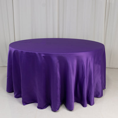 Stunning Purple Lamour Satin Round Tablecloth 120”