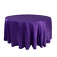 120" Purple Seamless Lamour Satin Round Tablecloth for 5 Foot Table With Floor-Length Drop