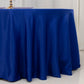 120" Royal Blue Seamless Lamour Satin Round Tablecloth for 5 Foot Table With Floor-Length Drop