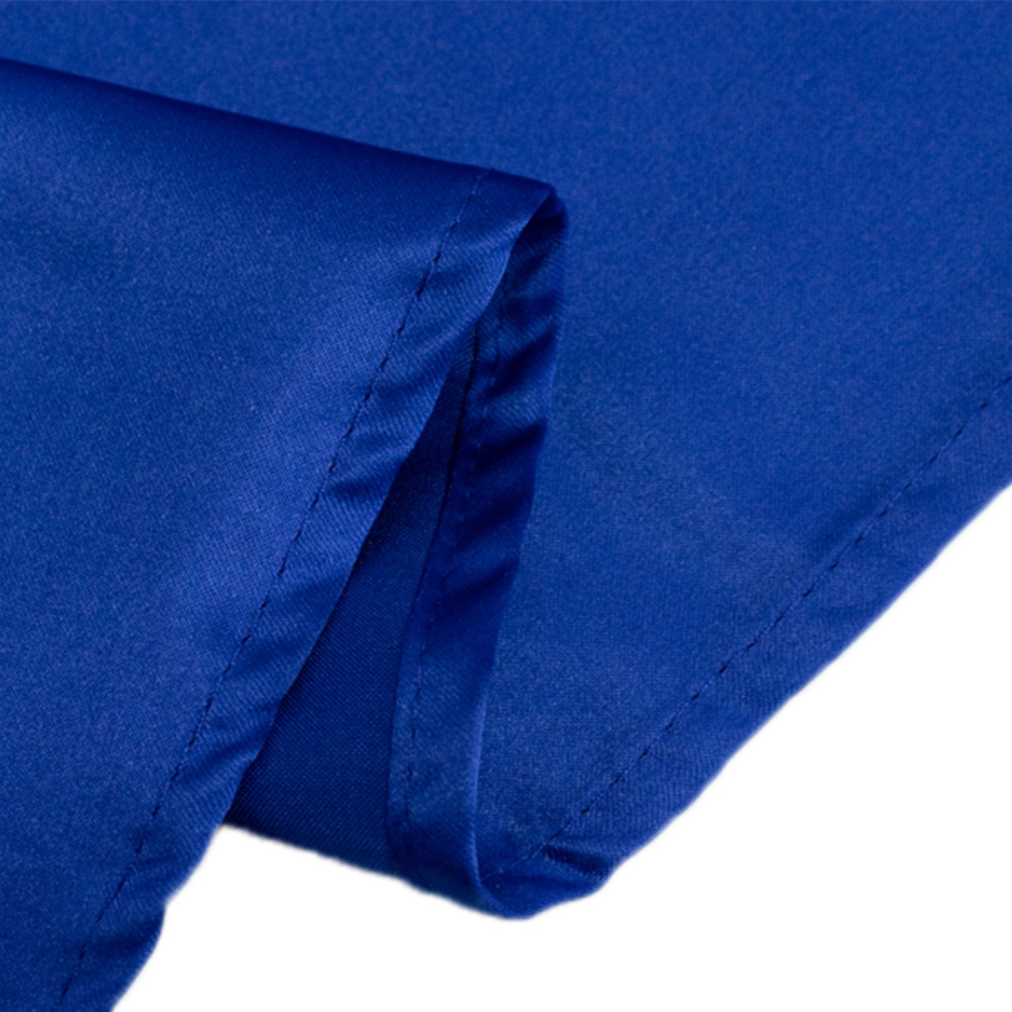 120" Royal Blue Seamless Lamour Satin Round Tablecloth for 5 Foot Table With Floor-Length Drop