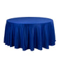 120" Royal Blue Seamless Lamour Satin Round Tablecloth for 5 Foot Table With Floor-Length Drop