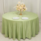 120" Sage Green Seamless Lamour Satin Round Tablecloth for 5 Foot Table With Floor-Length Drop
