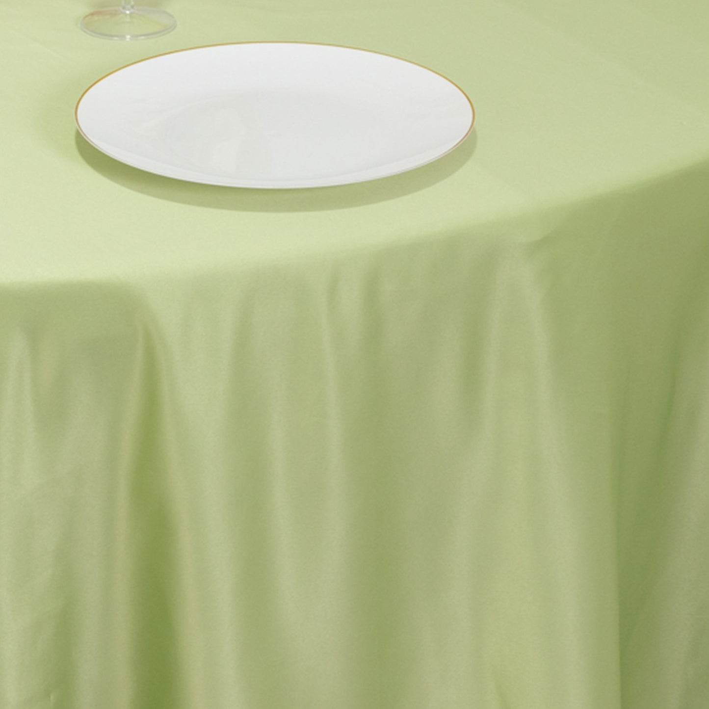 120" Sage Green Seamless Lamour Satin Round Tablecloth for 5 Foot Table With Floor-Length Drop