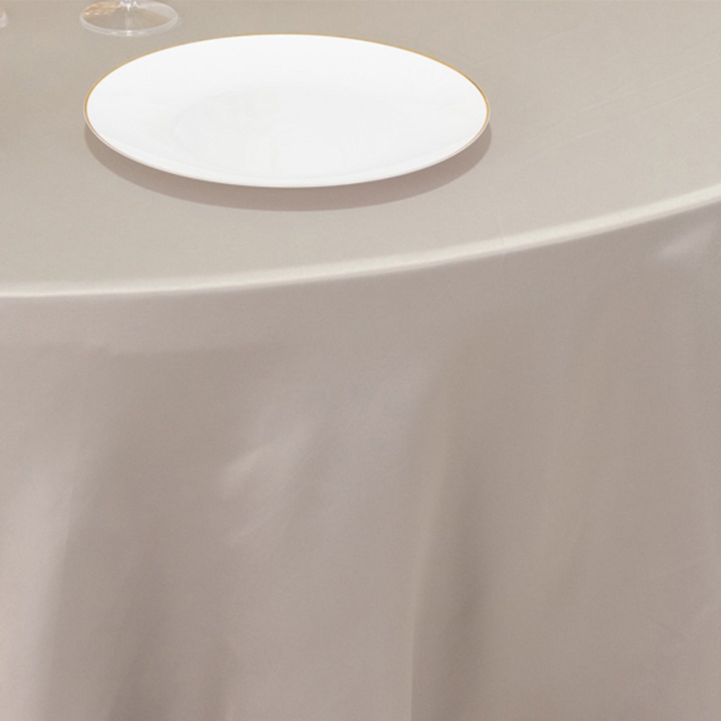 120" Silver Seamless Lamour Satin Round Tablecloth for 5 Foot Table With Floor-Length Drop