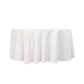 120" White Seamless Lamour Satin Round Tablecloth for 5 Foot Table With Floor-Length Drop