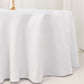 120" White Seamless Lamour Satin Round Tablecloth for 5 Foot Table With Floor-Length Drop