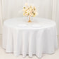 120" White Seamless Lamour Satin Round Tablecloth for 5 Foot Table With Floor-Length Drop