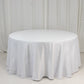 120" White Seamless Lamour Satin Round Tablecloth for 5 Foot Table With Floor-Length Drop