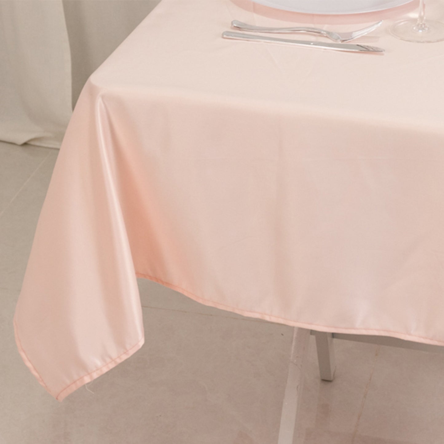 54" Blush Lamour Satin Square Table Overlay