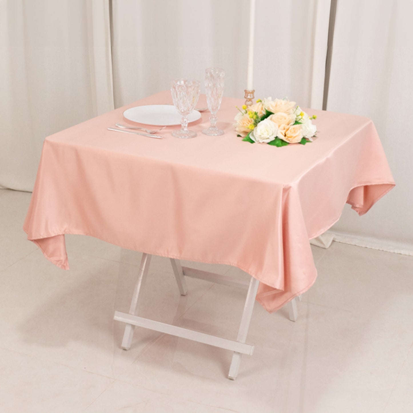 54" Dusty Rose Lamour Satin Square Table Overlay